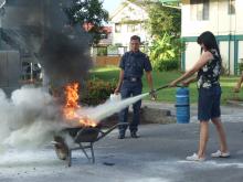 Practising Using the Fire Extinguisher