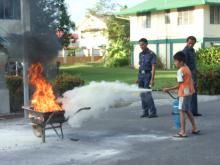 Practising Using the Fire Extinguisher