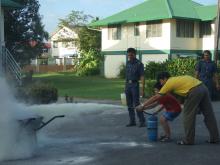 Practising Using the Fire Extinguisher